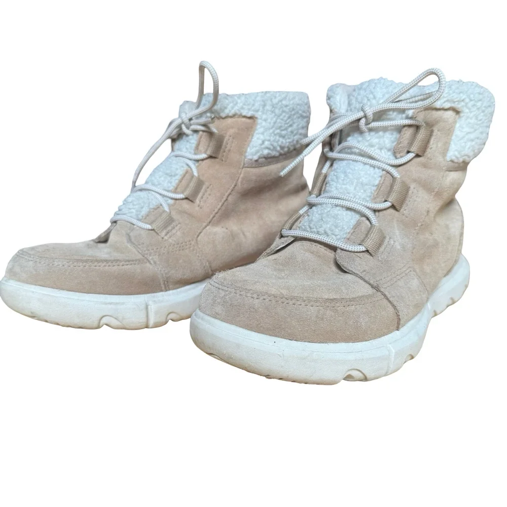 Sorel Explorer II Carnival Cozy Boots Beige Lace Up Ankle Winter Shoes sz 10